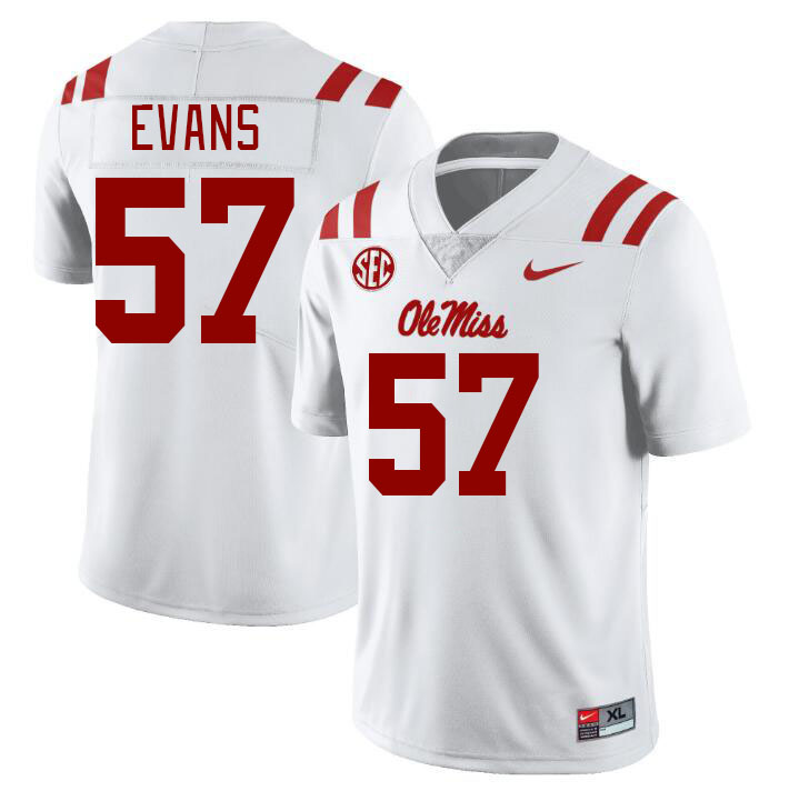 Men #57 Paris Evans Ole Miss Rebels College Football Jerseys Stitched-White